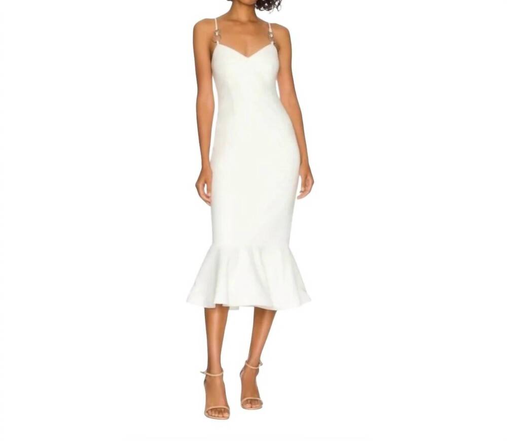 NEW LIKELY women's hirsch midi flute dress in white